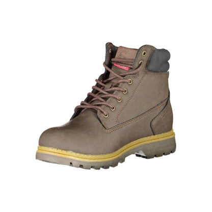 Brown Polyester Men Boot
