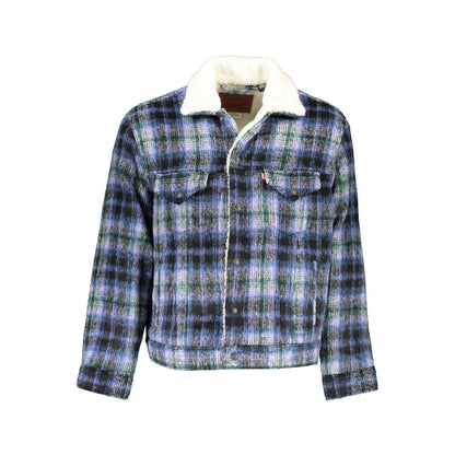 Blue Polyester Men Jacket
