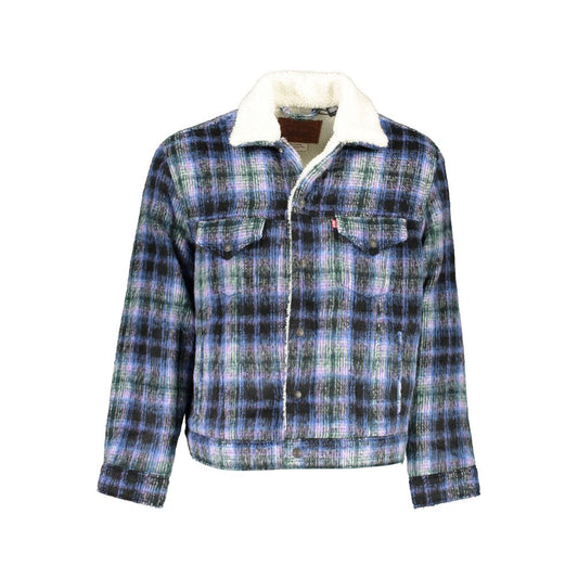 Blue Polyester Men Jacket