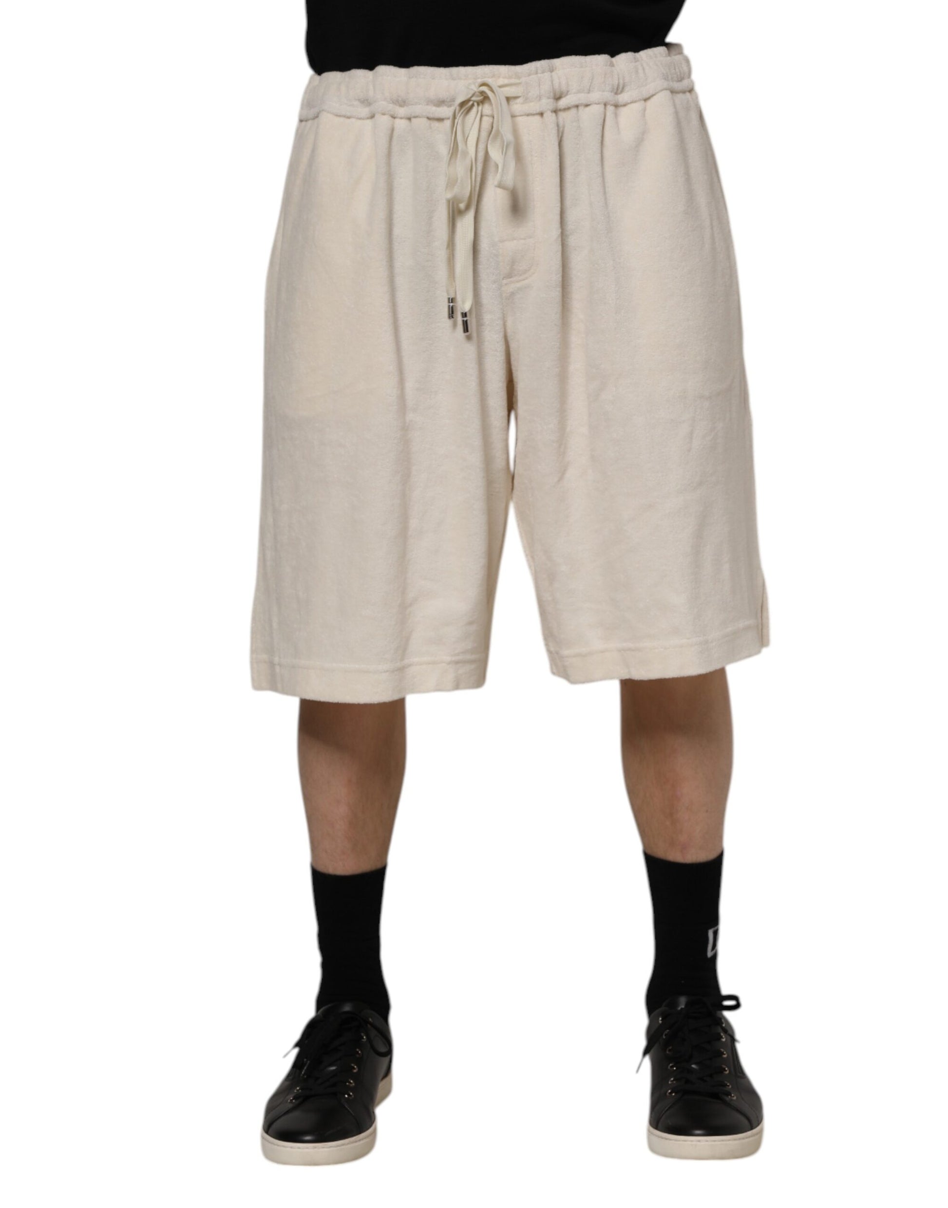 Ivory Cotton Men Bermuda Sweatshorts Shorts