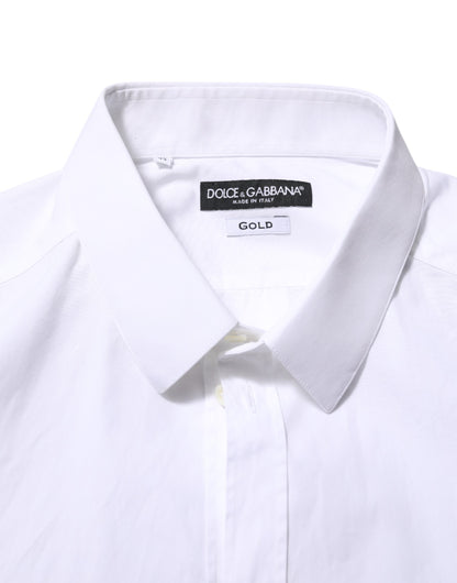 White Cotton Long Sleeves GOLD Formal Shirt