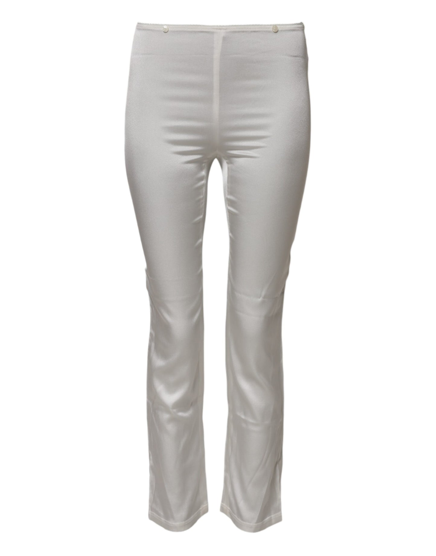 Ivory Silk Tapered High Waist Pants