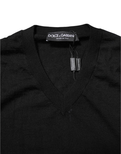Black Cashmere Crewneck Men Pullover Sweater