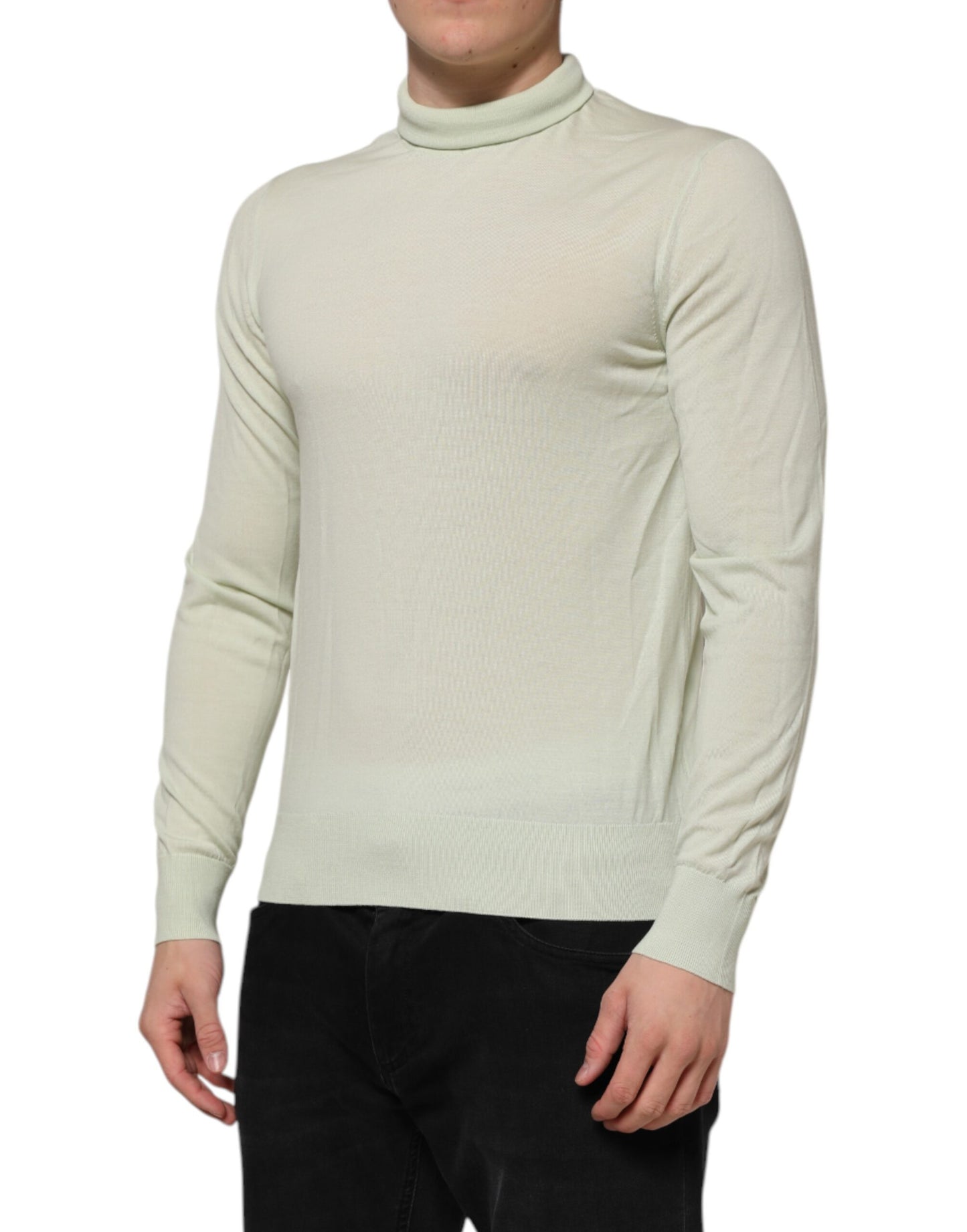 Mint Green Wool Turtleneck Pullover Sweater