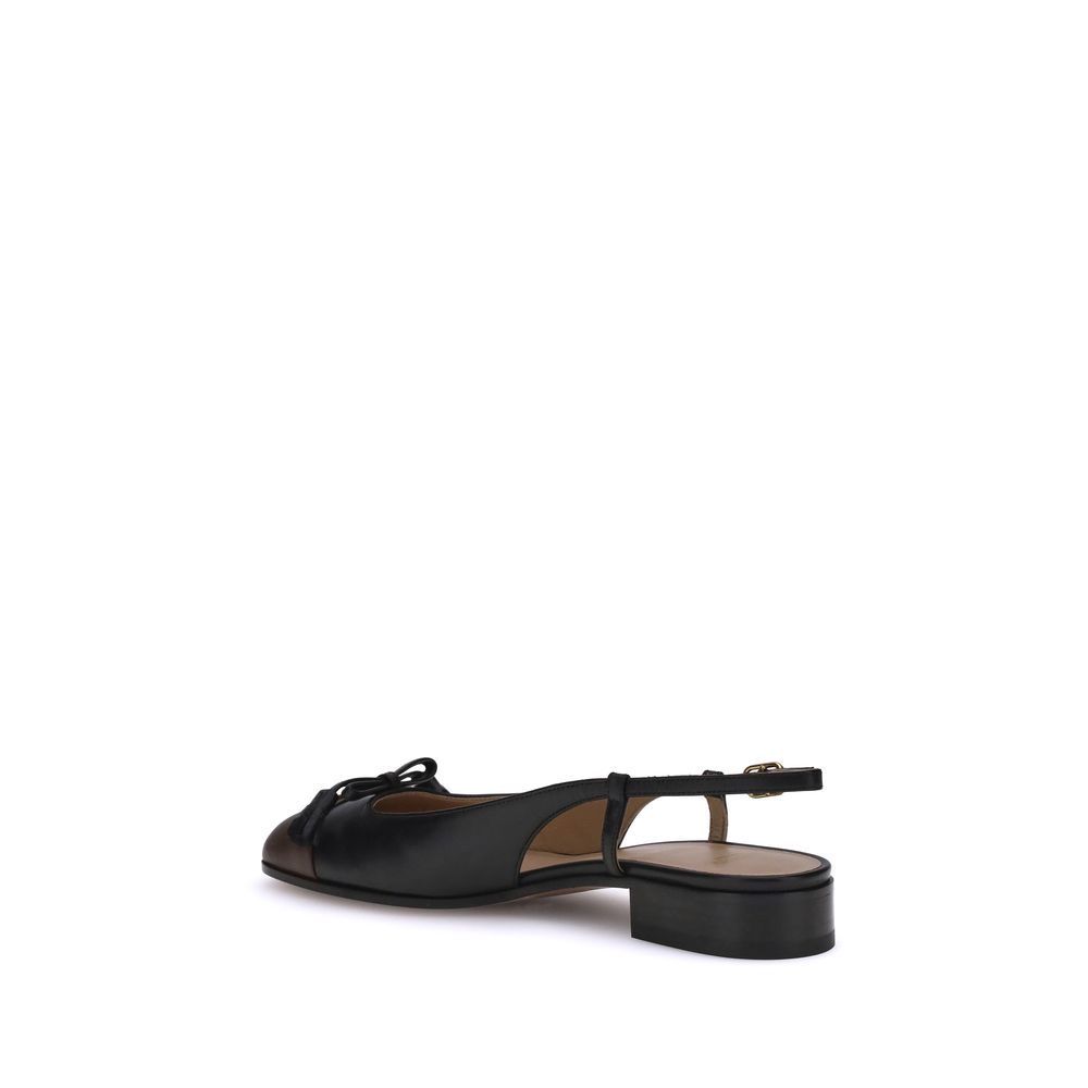 Black Goatskin Ballet Flats