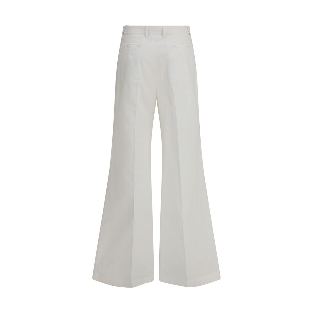 White Cotton Flared Pants