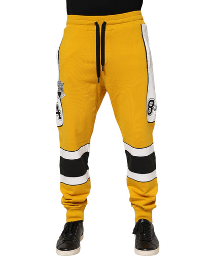 Yellow Cotton Printed Sweatpants Jogger Pants