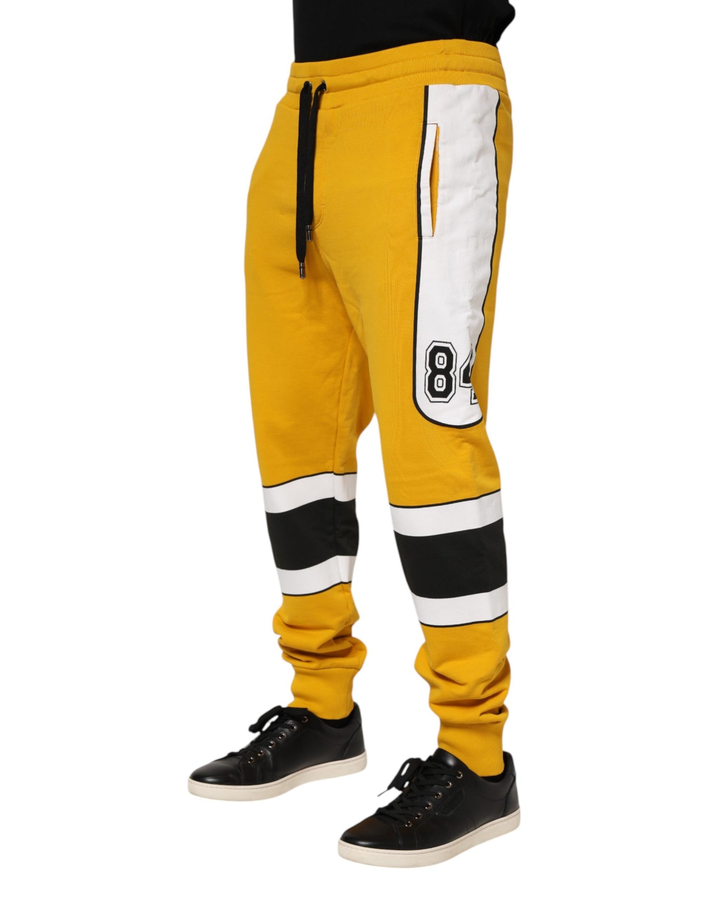 Yellow Cotton Printed Sweatpants Jogger Pants