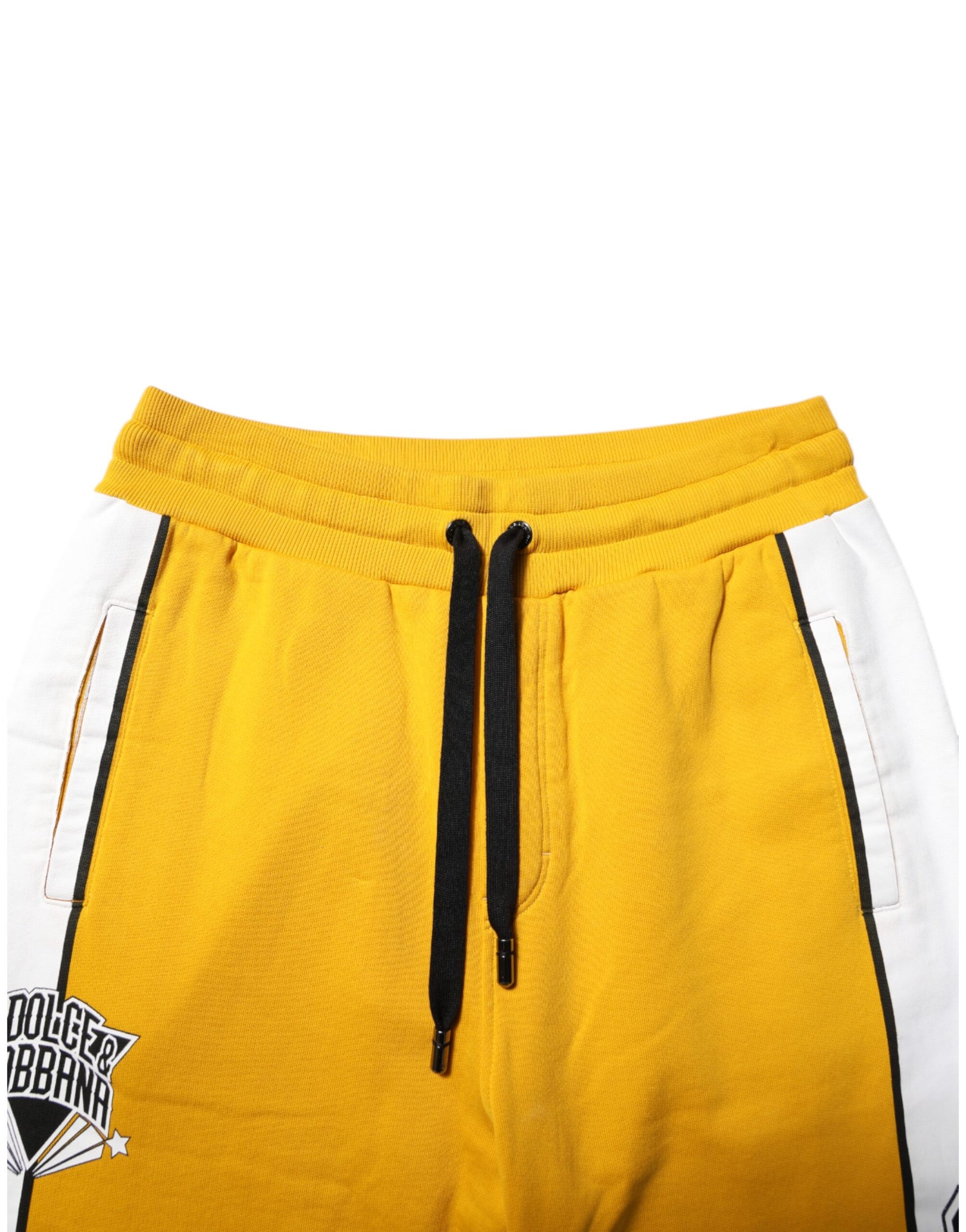 Yellow Cotton Printed Sweatpants Jogger Pants
