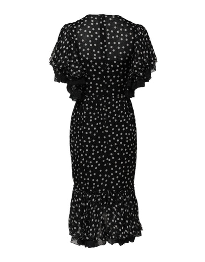 Black White Lace Polka Dot Chiffon Dress