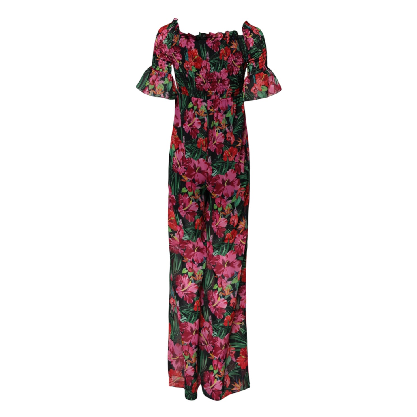 Multicolor Floral Print Overall Jumpsuit Dress