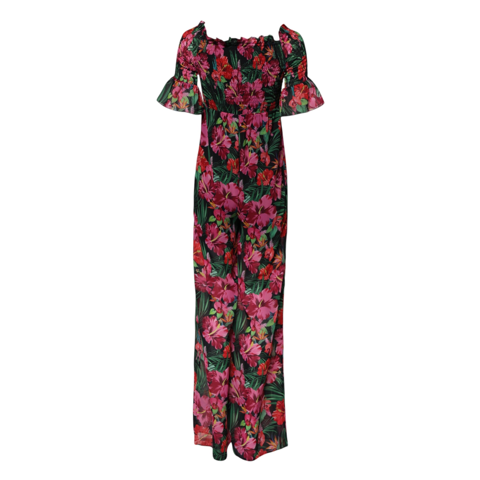 Multicolor Floral Print Overall Jumpsuit Dress
