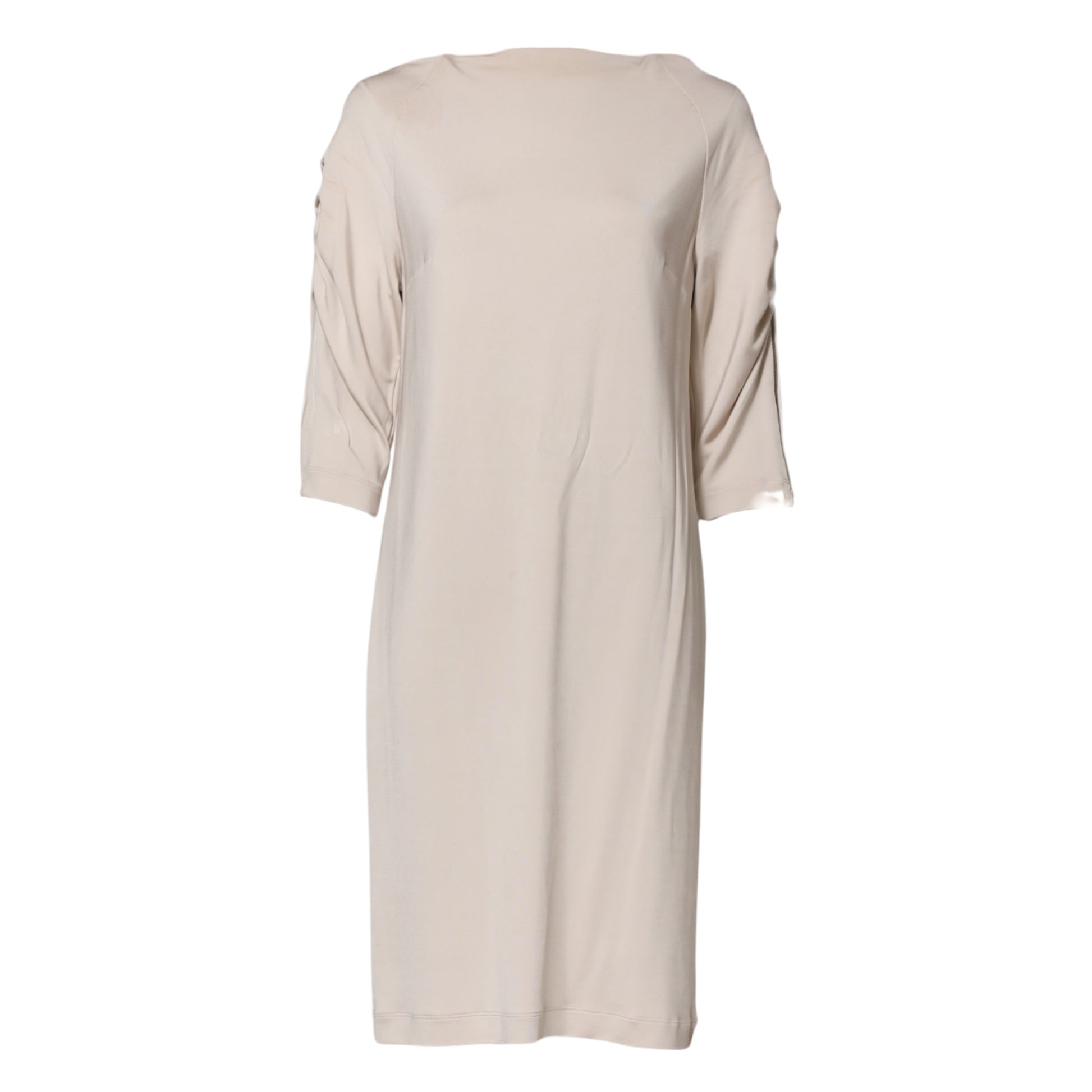Ivory Viscose Sheath Knee Length Dress