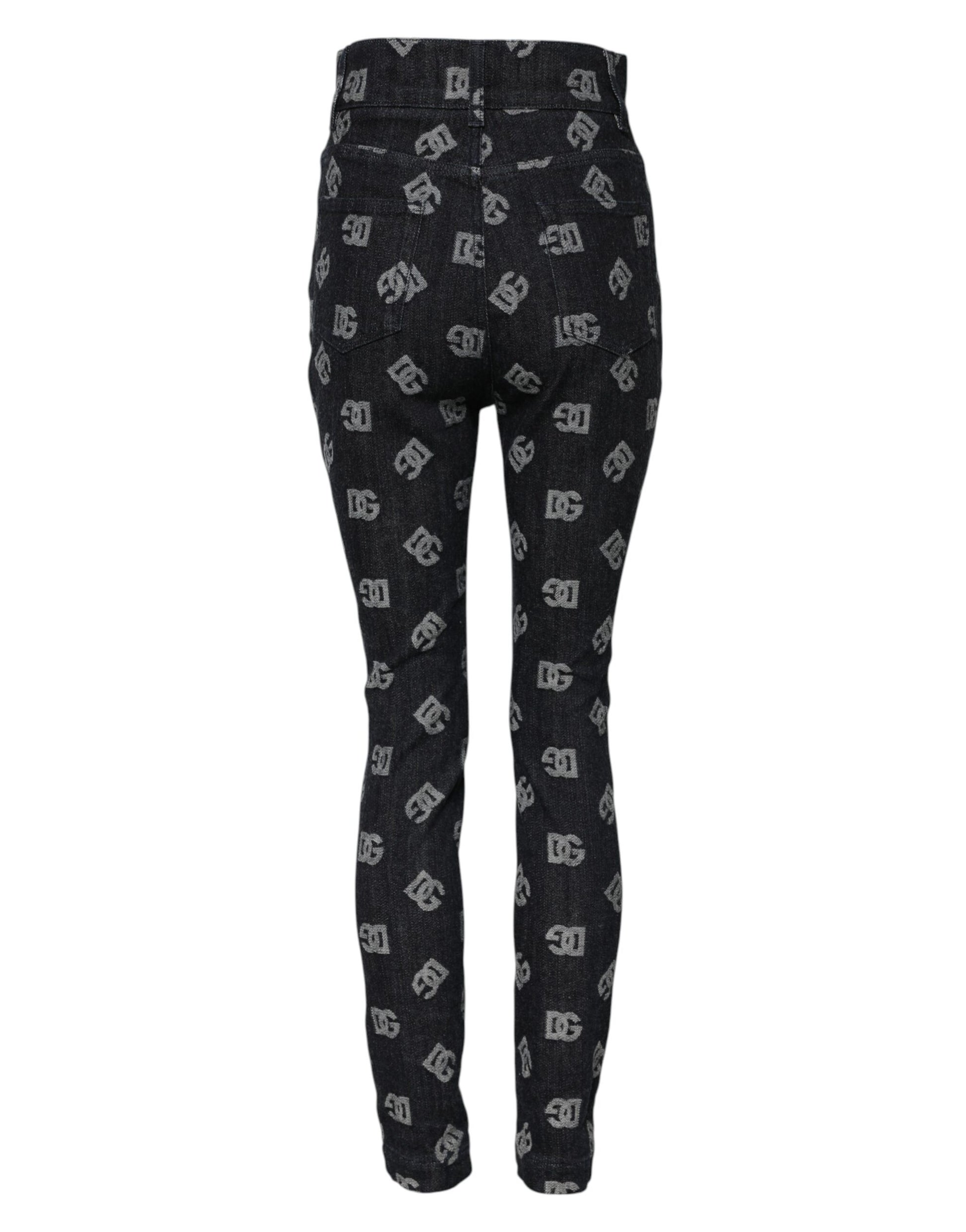 Black DG Logo High Waist Skinny Denim Jeans