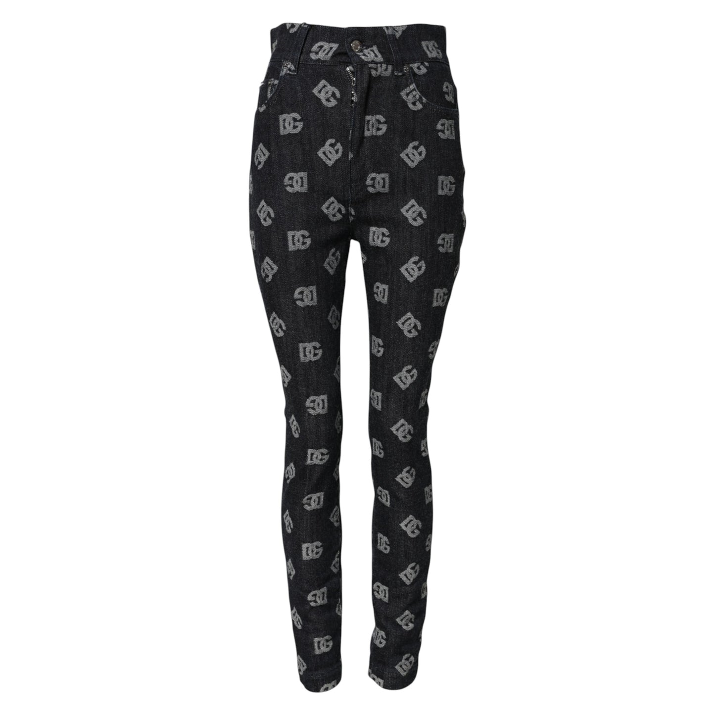 Black DG Logo High Waist Skinny Denim Jeans