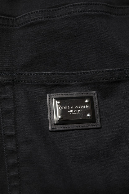 Black Cotton High Waist Skinny Denim Jeans