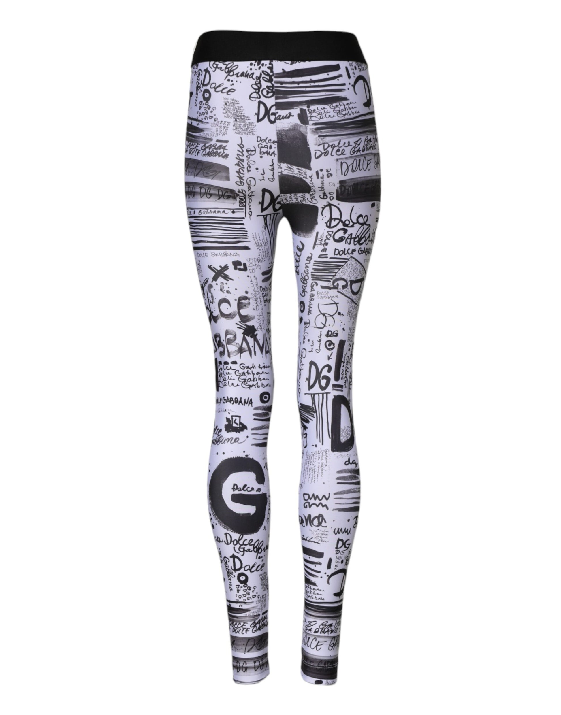 White Graphic HighWaist Skinny Leggings Pants