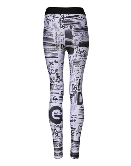 White Graphic HighWaist Skinny Leggings Pants