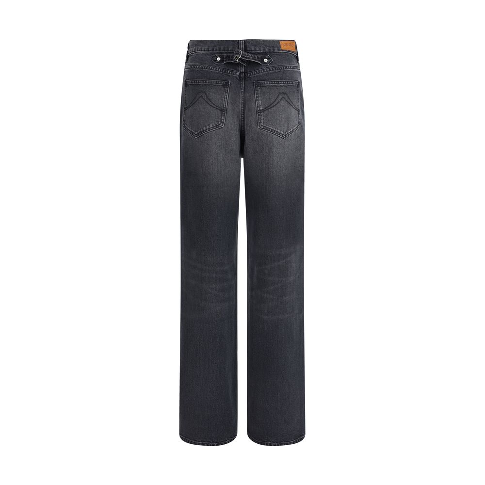 Black Cotton Straight-Leg Jeans