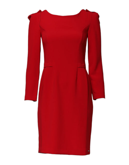 Red Above Knee Long Sleeves Sheath Dress