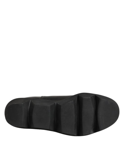 Black Chelsea Leather Pull On Women Ankle Boots Shoes