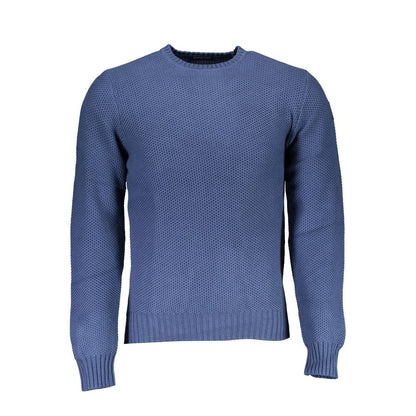 Blue Cotton Men Sweater