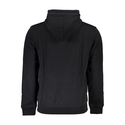 Black Cotton Men Sweater with Hood