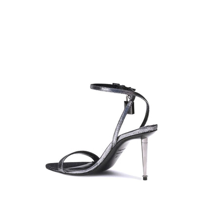 Silver Calf Leather Bos Taurus Stiletto Heel Sandals