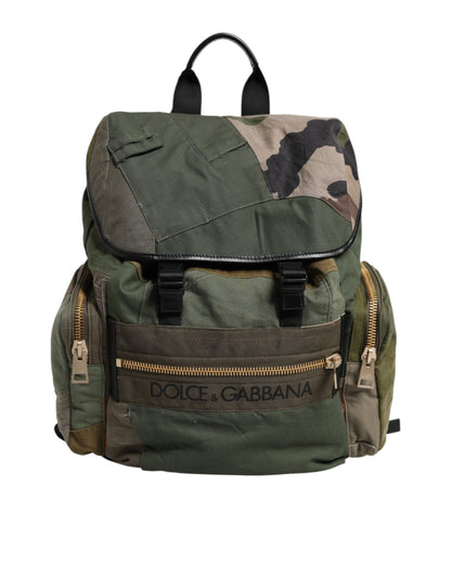 Military Green Patchwork Rucksack Backpack Bag