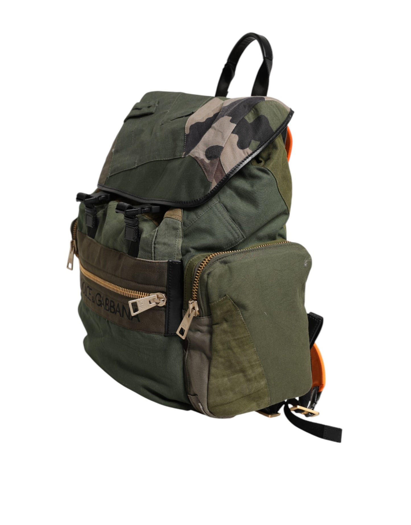 Military Green Patchwork Rucksack Backpack Bag
