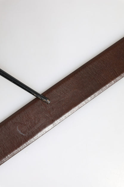 Brown Classic Gold Metal Logo Buckle Men Belt