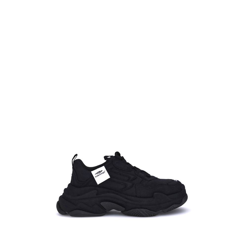 Black Fabric Chunky Sneakers
