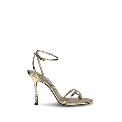 Gold Calf Leather Bos Taurus Stiletto Heel Sandals