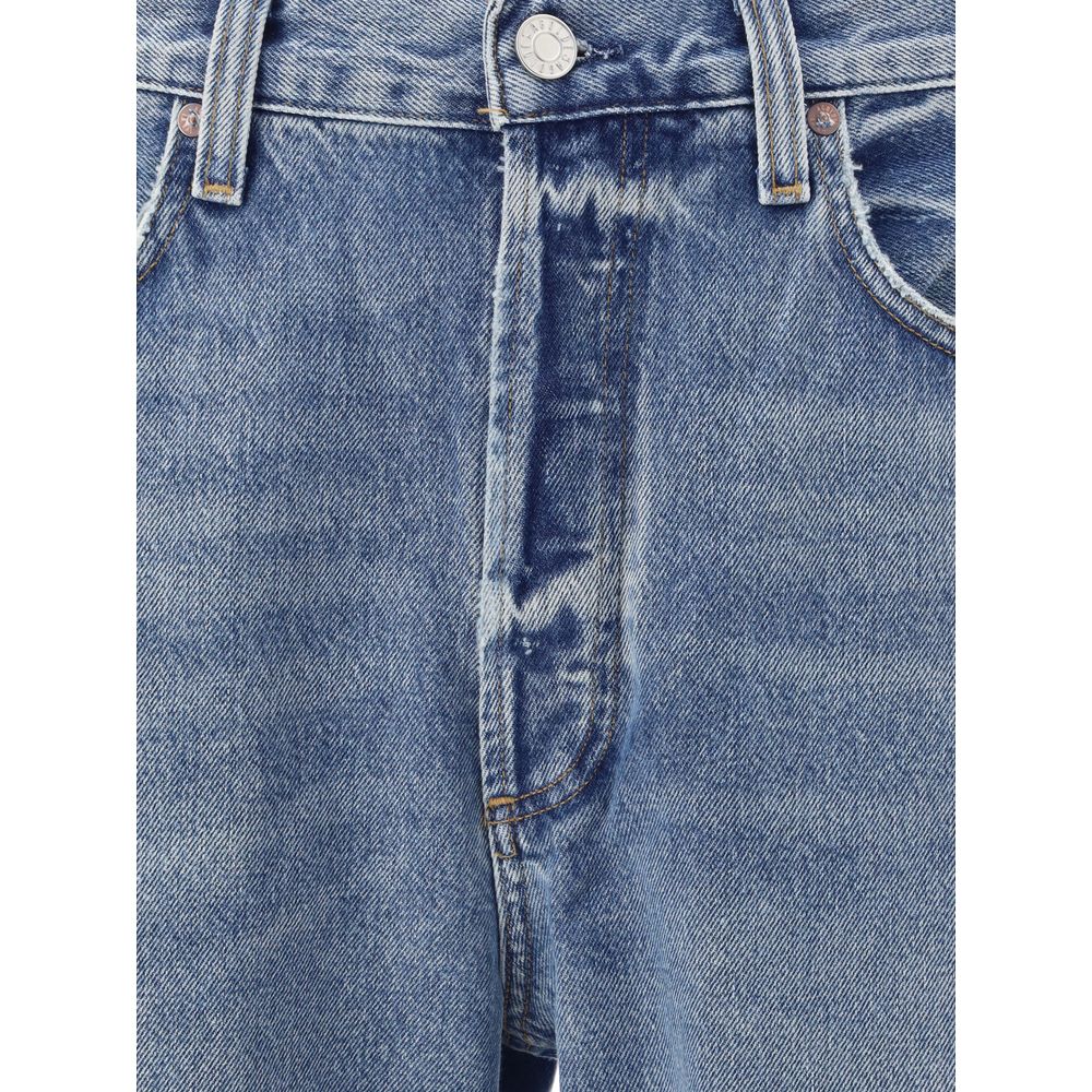 Light Blue Cotton Straight-Leg Jeans