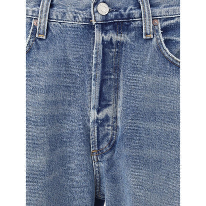Light Blue Cotton Straight-Leg Jeans