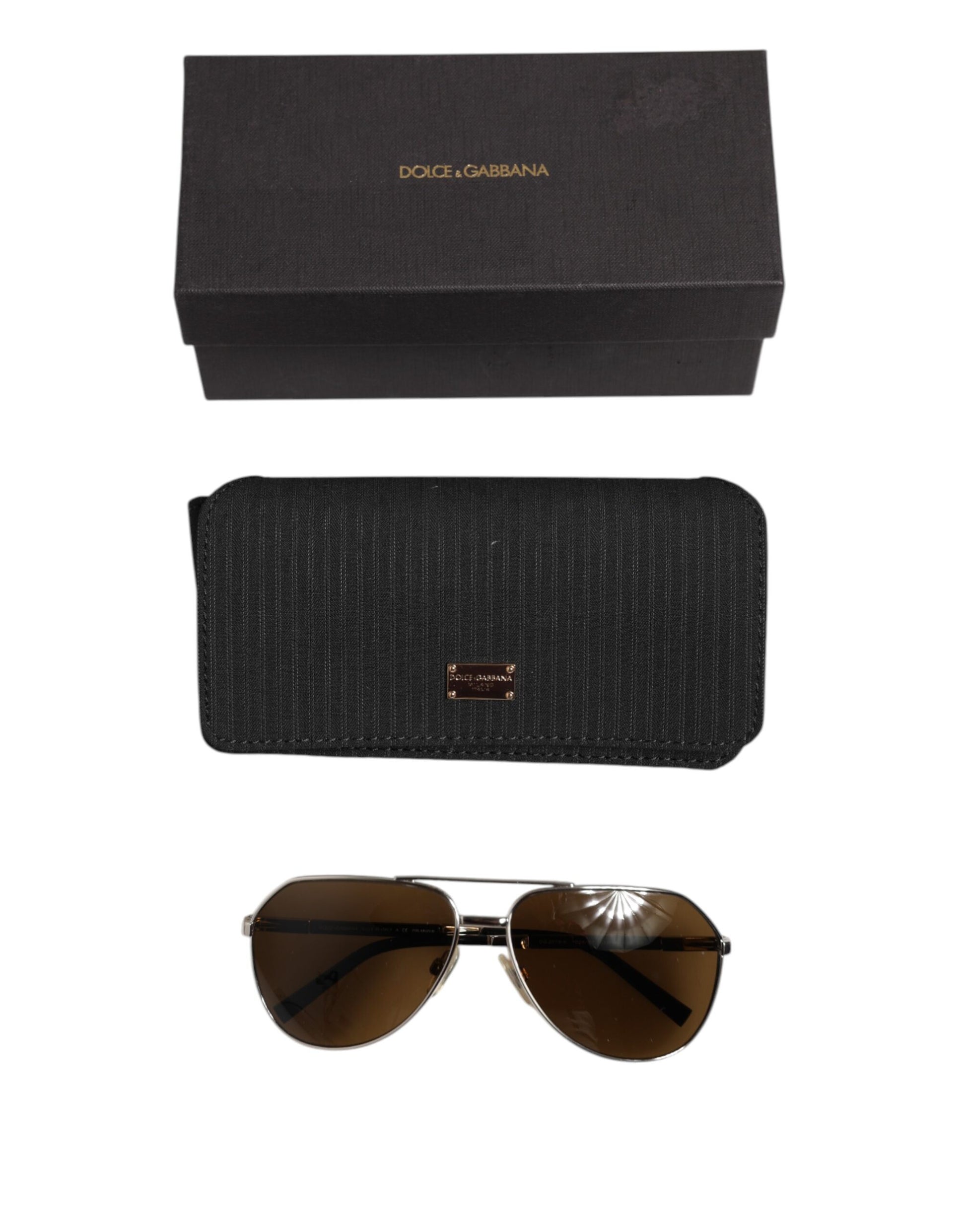 DG2073 Silver Steel Classic Pilot Brown Lens Sunglasses