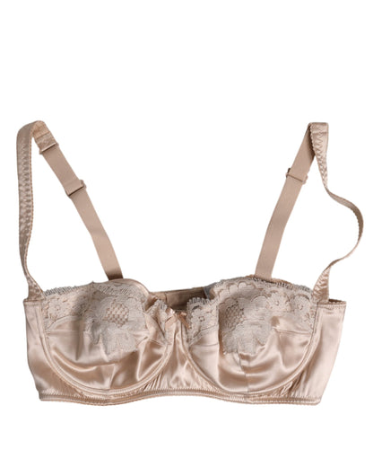 Biege Silk Underwired Balconette Bra Underwear