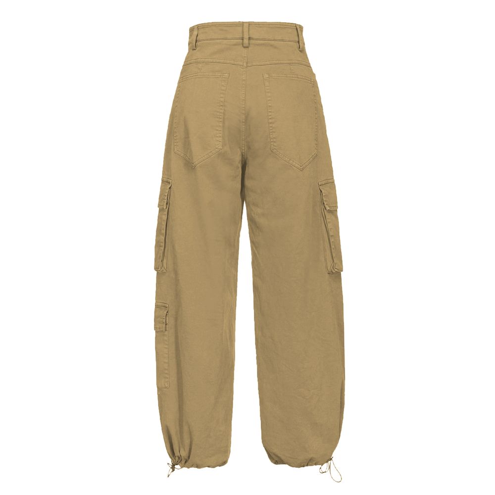 Beige Cotton Women Cargo Pant