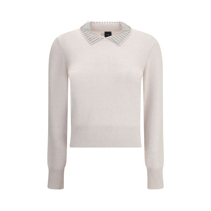 Rhinestone-decorated collar Sweater