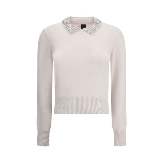 Rhinestone-decorated collar Sweater