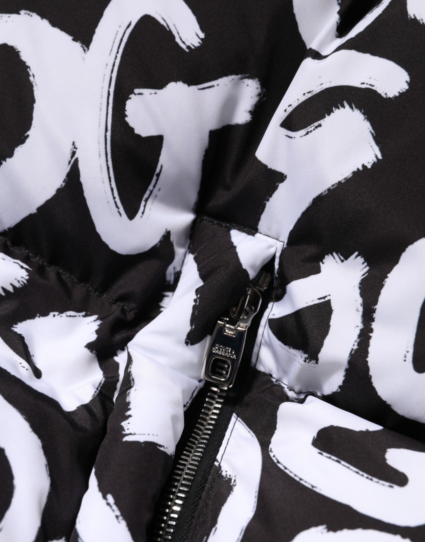 Black White DG Mania Hooded Long Coat Jacket