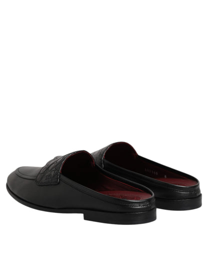 Black Calfskin Leather Slip On Loafers Shoes