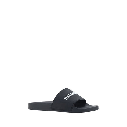 Black Rubber Flat Sandals