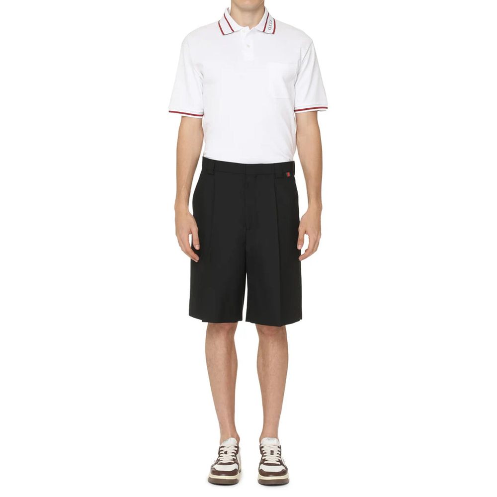 Black Polyester Bermuda Shorts