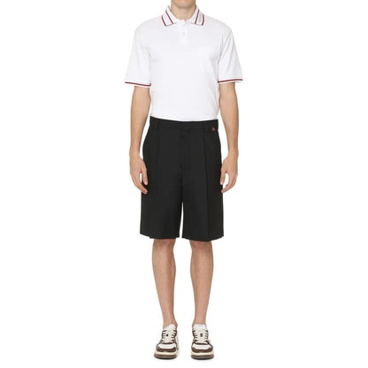 Black Polyester Bermuda Shorts