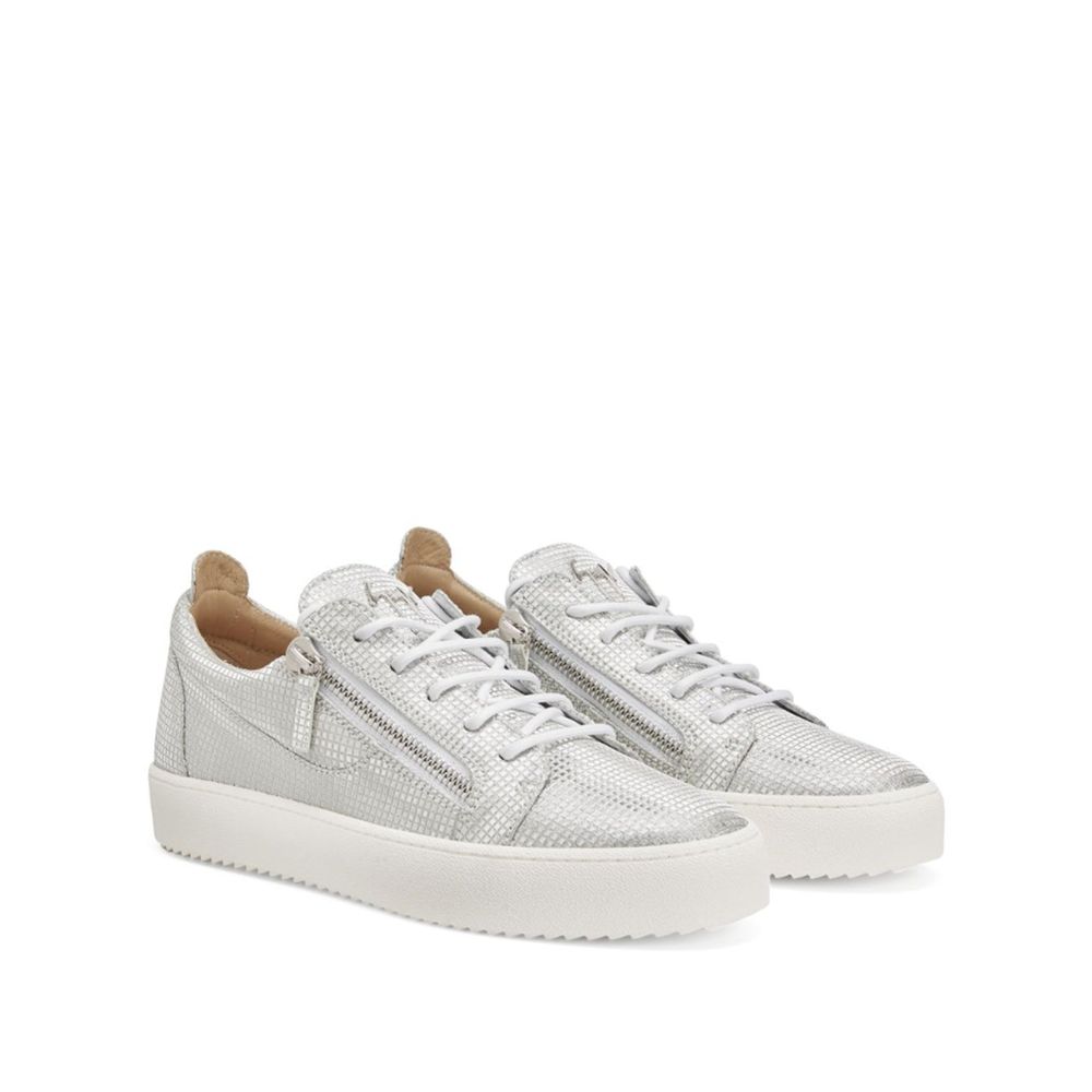 Silver Fabric Low Top Sneakers
