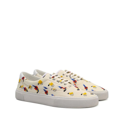 White Canvas Low Top Sneakers