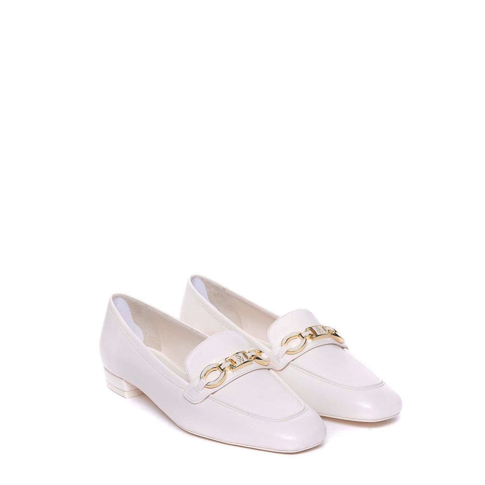 White Calfskin Slip-On Loafers