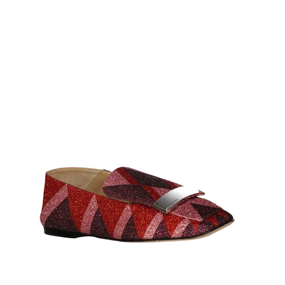 Red Fabric Slip-On Loafers