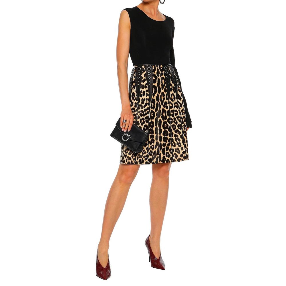 Leopard Print Calf Hair Skirt